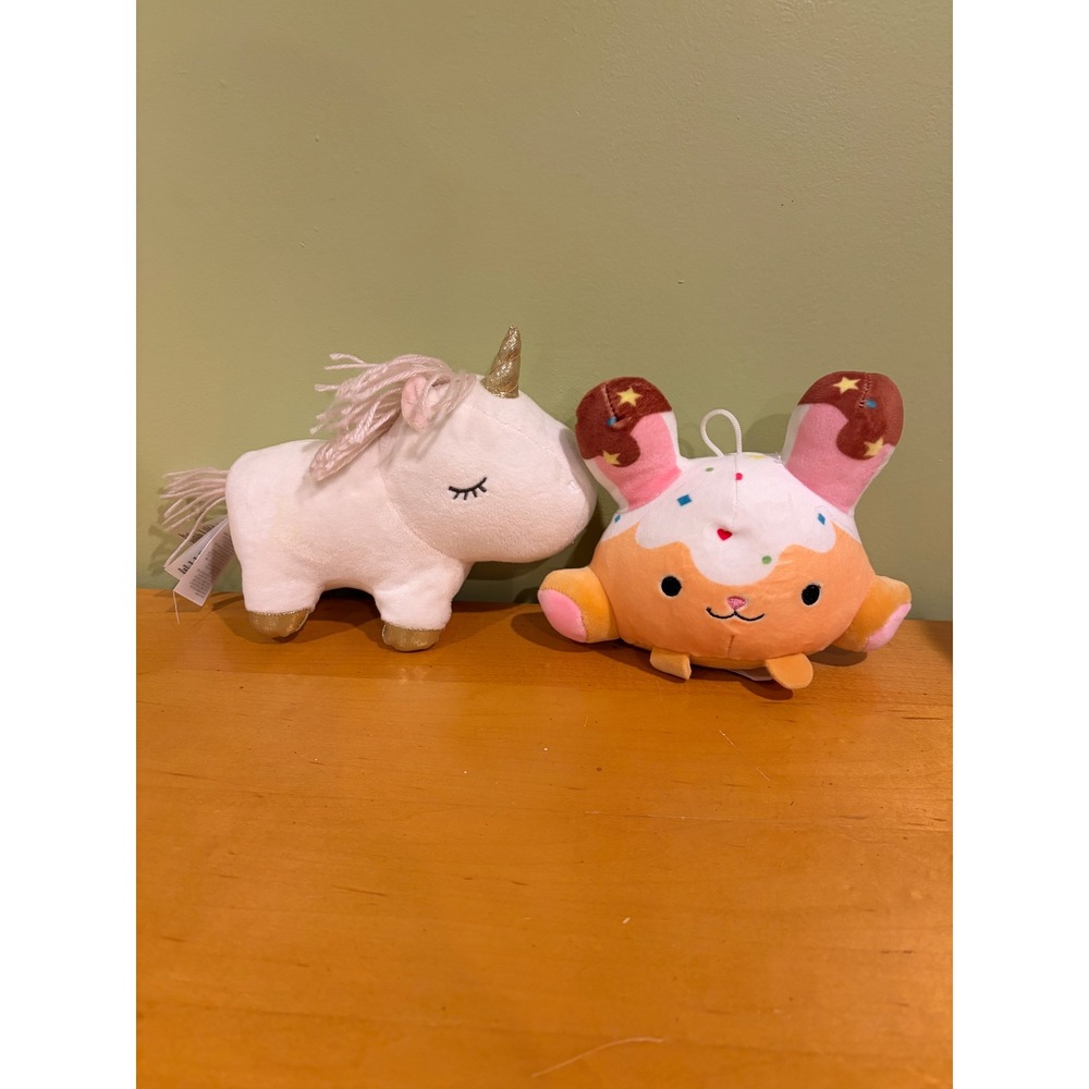 H&M Home Unicorn & Smooshy Mushy Dessert Plush Toy Bundle White Gold Orange
